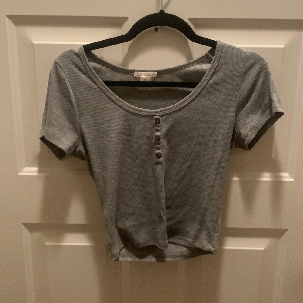 Cute grey button down crop top